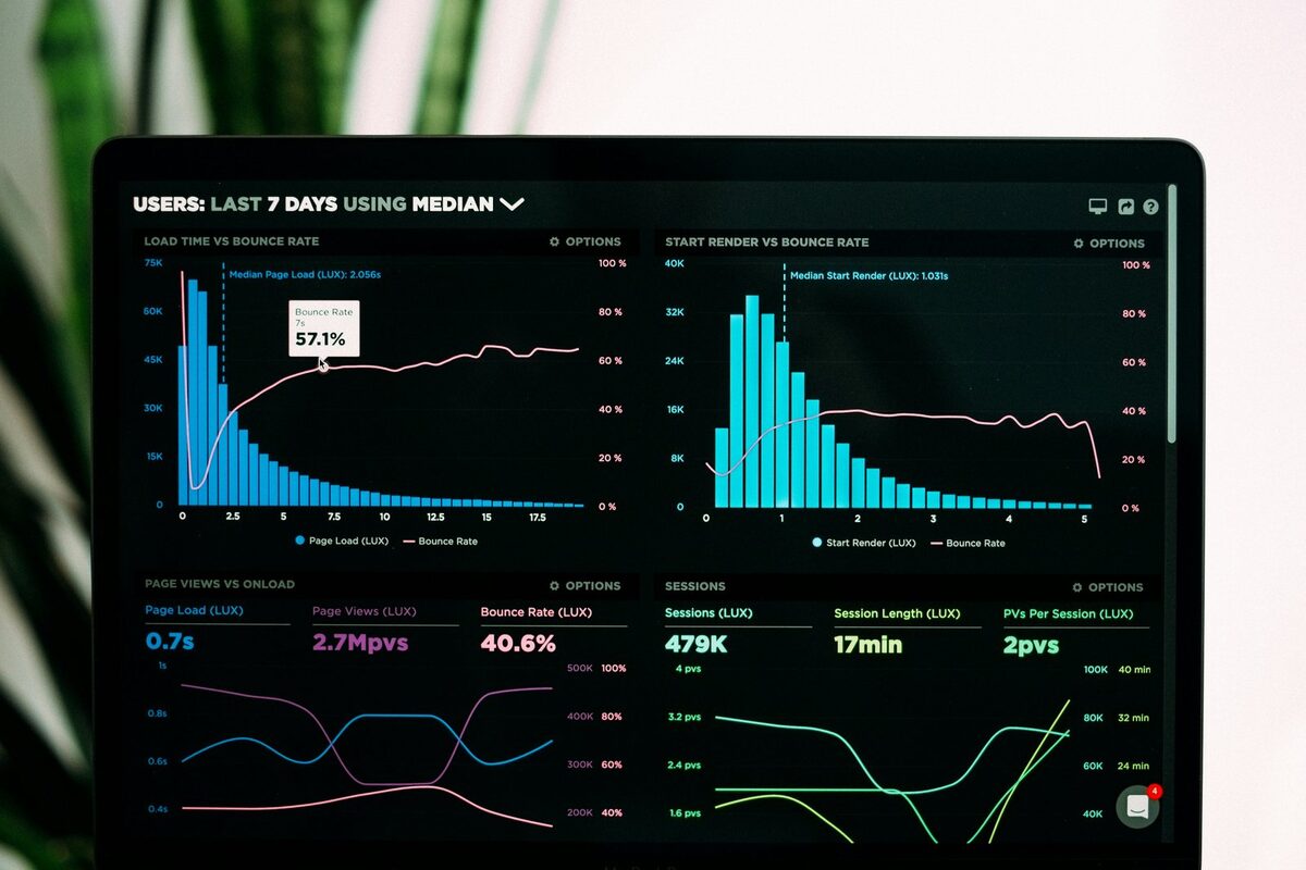 Tampilan dashboard data dan kode di layar komputer, gambaran kerja seorang data engineer (kredit: unsplash.com)